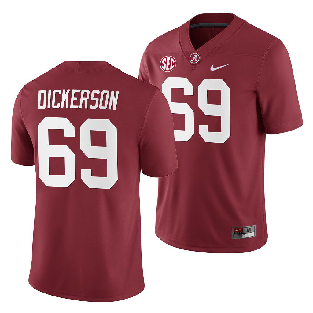 Men's Alabama Crimson Tide Landon Dickerson #69 2019 Crimson Home Game NCAA College Football Jersey